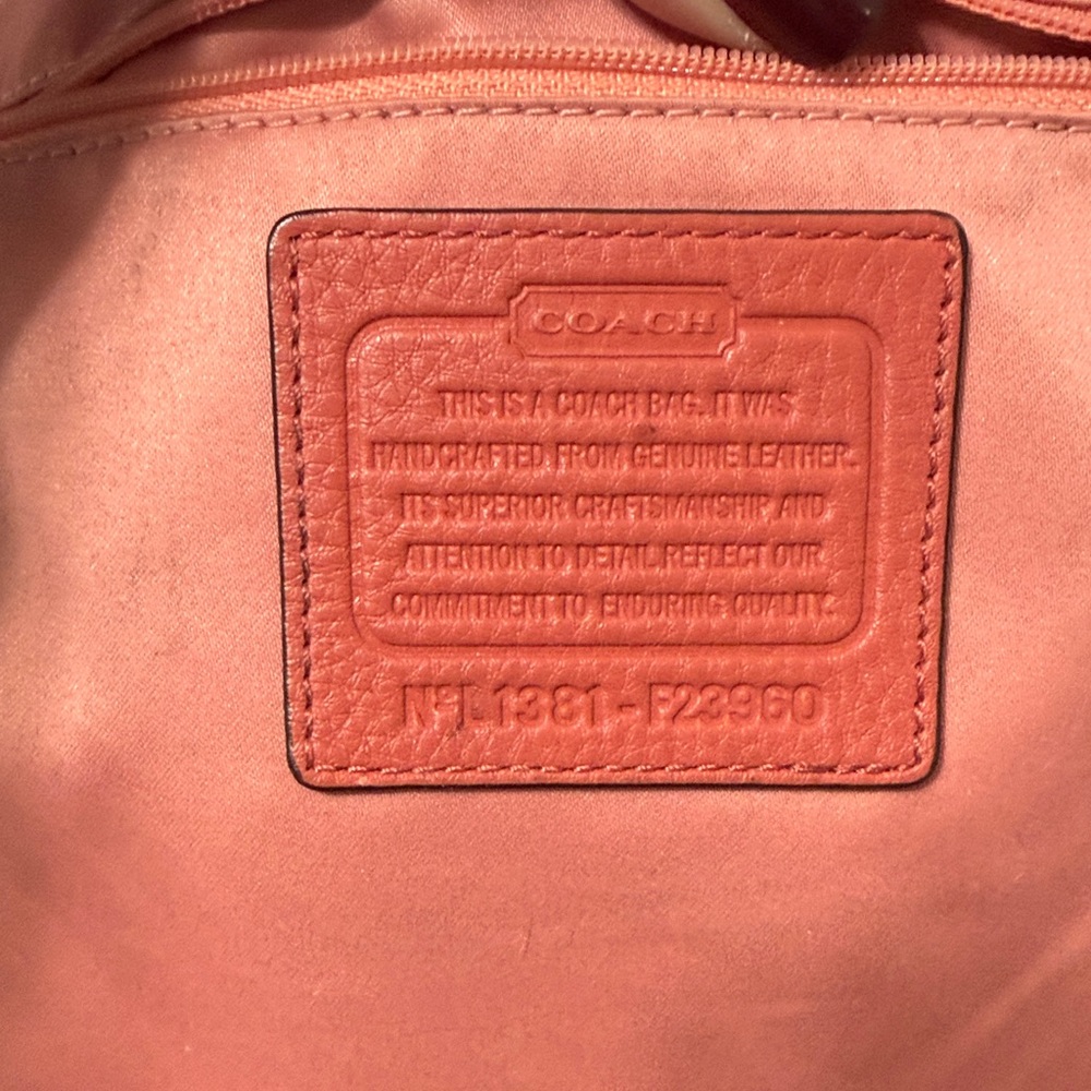 Coach Vibrant Dark Coral Leather Hobo Bag - Picture 7 of 11